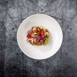 Drůbeží žaludky na krémových krupkách