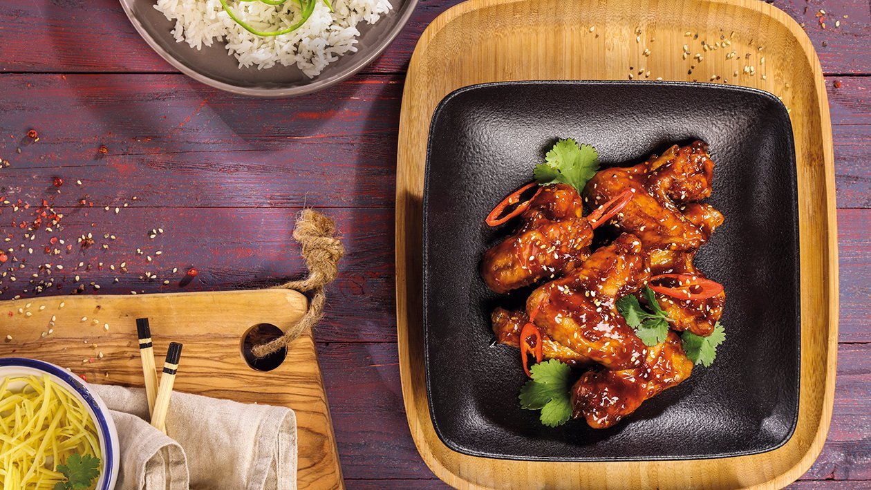 Kuřecí křídla glazurovaná v asijské omáčce BBQ –  