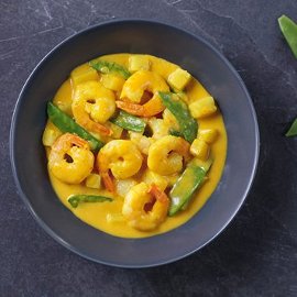 Krevety s ananasem ve žlutém kari Krevety s ananasem ve žlutém kari