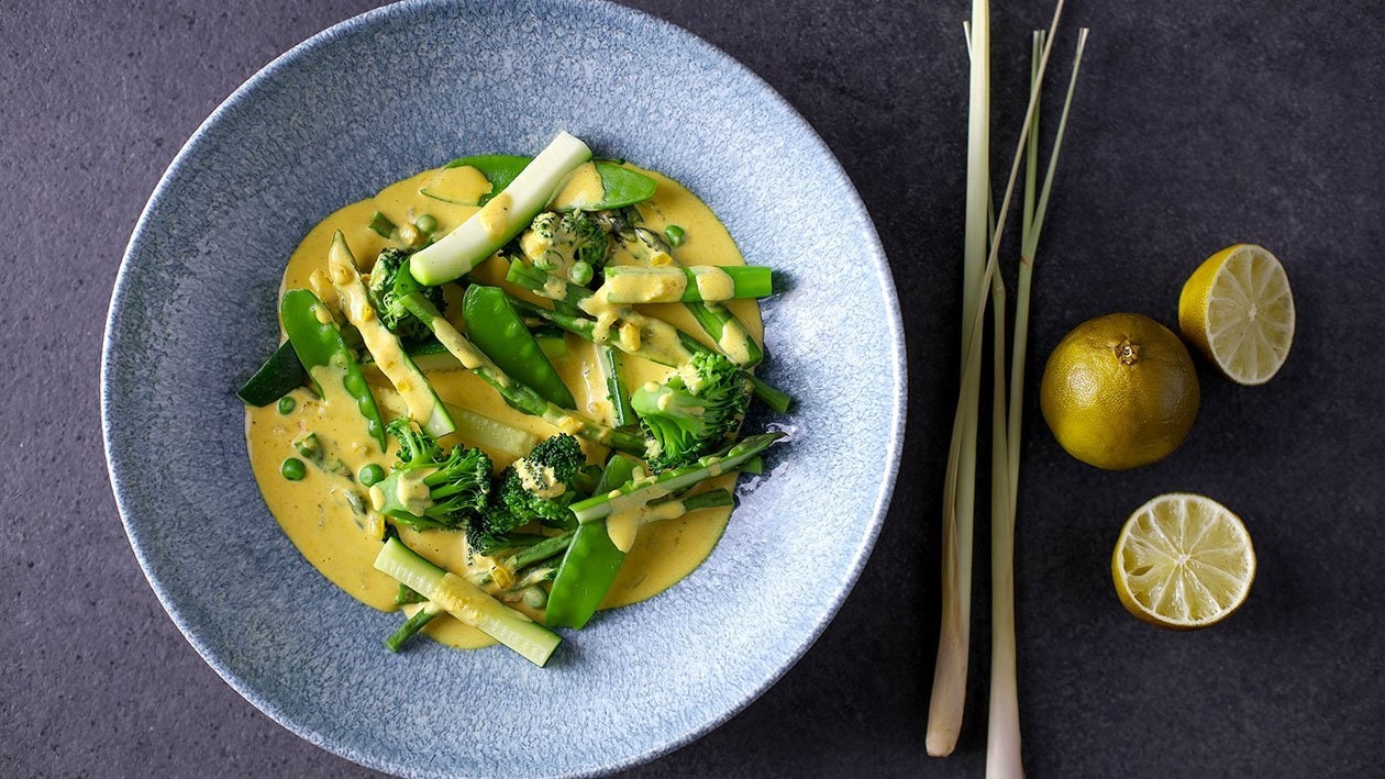 Zelená zelenina se žlutým kari – - Recept