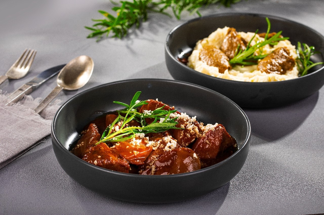 Kuřecí játra s třešněmi a bramborovými rosti