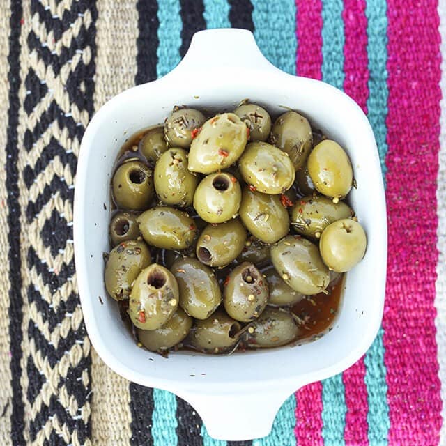 Bowl of green olives