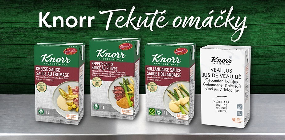 Vynikající omáčky jednoduše! Oživte gurmánské chutě s Knorr Professional Garde d´OR omáčkami. 